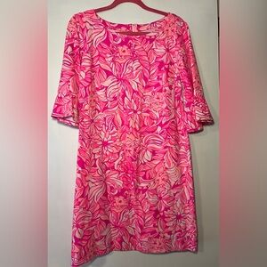 Lilly Pulitzer Pink Pawsitive Cattitude Breast Cancer Alden Dress Size Large HTF